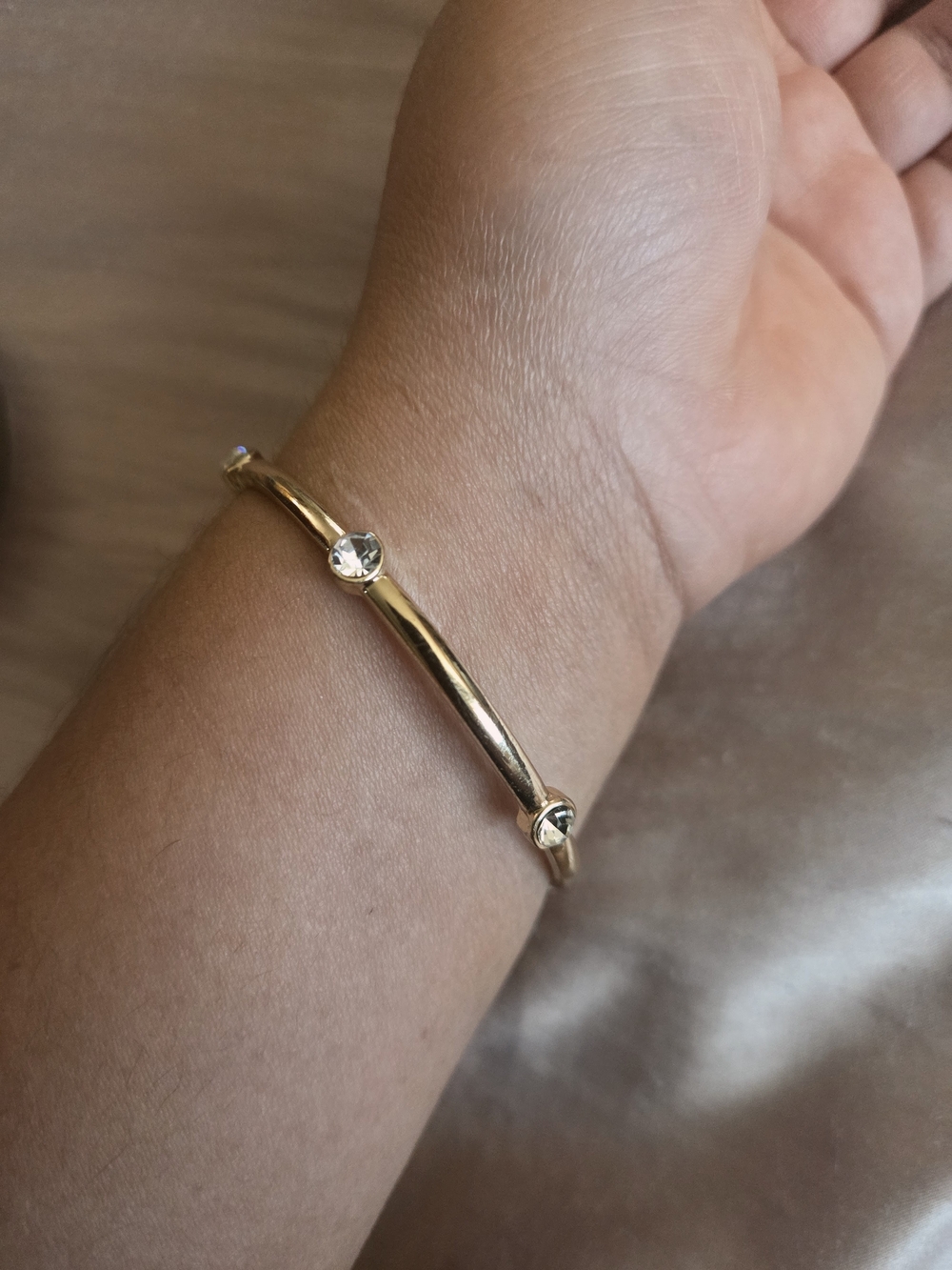 Anne Klein Gold Tone Bangle With Swarovski Clear Crystals